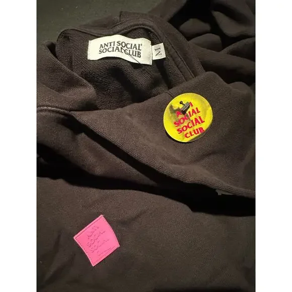 NWT Designer Anti Social Social Club Black Pull-over Hoodie Size M Unisex Design